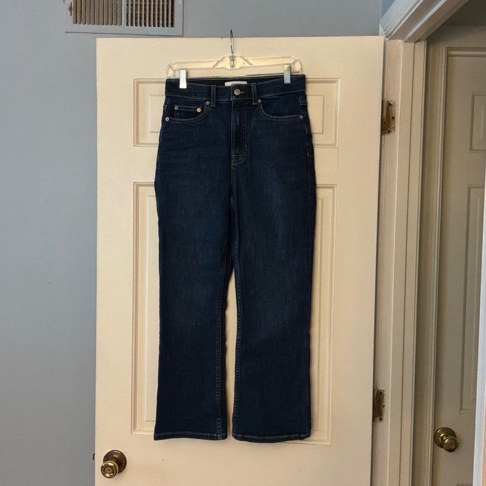 Spanx Lycra Fitsense Kick Flare Jeans Bennet Wash 21380R Dark Indigo Blue 10 NEW